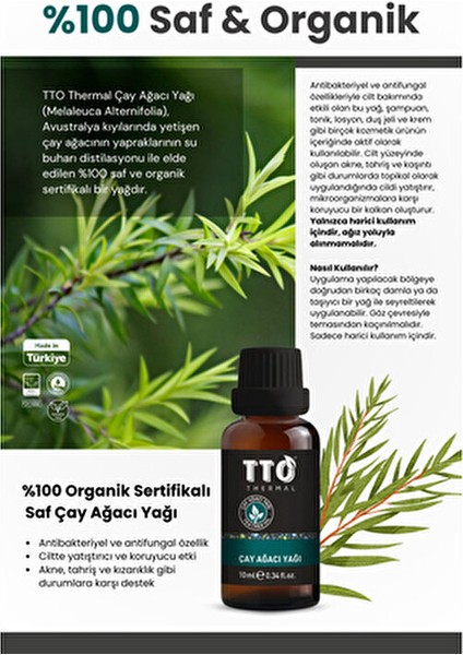 Çay Ağacı Yağı 10 ml Nemlendirici Etki Cilt ve Saçta Parlaklık Sağlar