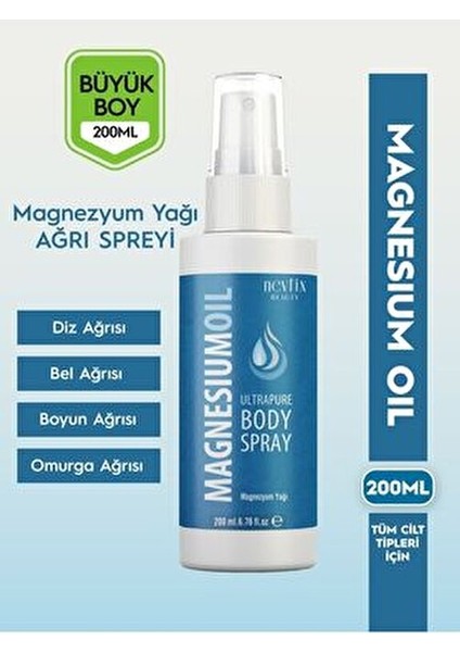 Beauty Magnezyum Klorür Yağı 200 ml Tüm Cilt Tipleri için Ağrı Giderici Etki modelleri