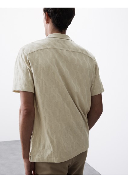 Saf Pamuklu Dokulu Gömlek