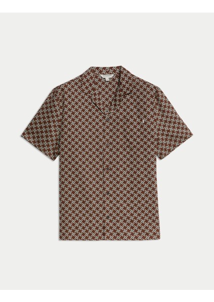 Pamuk Karışımlı Geometrik Desenli Pijama Üstü