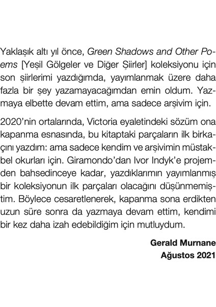 Okura Son Mektup - Gerald Murnane modelleri