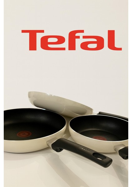 Titanyum Difüzyon Tabanlı 24,26,30 cm 3 Lü Set Tava Krem Renk