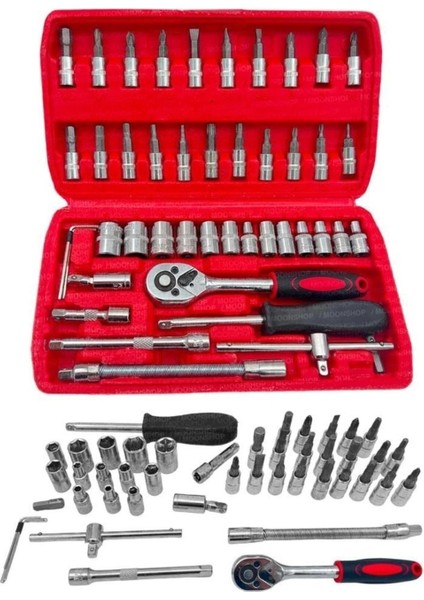 Cr-V Max 1/4 Cırcırlı 46 Parça Lokma Anahtar Takımı Bits Uç Seti Tam Set Germany