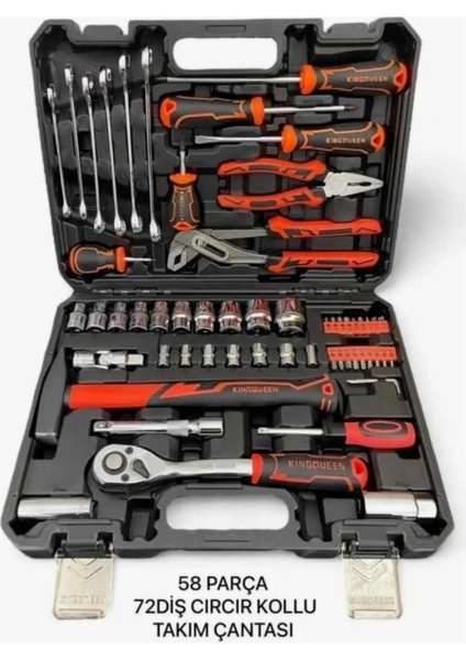 Model 58 Parça Lokma Anahtar Takımı 1-2 ve 1-2 El Aletleri Seti 58 Parça