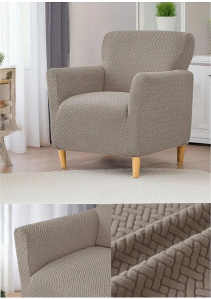 Jakarlı Tuğla Desen Koltuk Örtüsü Çekyat Kanepe Kılıfı, Berjer Kılıfı Lastikli Kayma Yapmayan Tekli