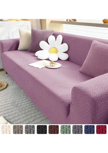 Jakarlı Tuğla Desen Koltuk Örtüsü Çekyat Kanepe Kılıfı Lastikli Kayma Yapmayan 3 Kişilik