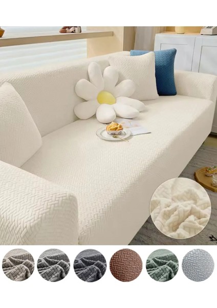 Jakarlı Tuğla Desen Koltuk Örtüsü Çekyat Kanepe Kılıfı Lastikli Kayma Yapmayan 3 Kişilik