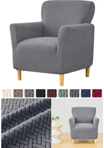 Jakarlı Tuğla Desen Koltuk Örtüsü Çekyat Kanepe Kılıfı, Berjer Kılıfı Lastikli Kayma Yapmayan Tekli