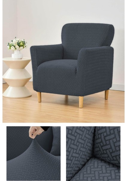 Jakarlı Tuğla Desen Koltuk Örtüsü Çekyat Kanepe Kılıfı, Berjer Kılıfı Lastikli Kayma Yapmayan Tekli