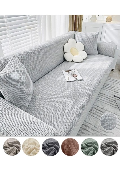 Jakarlı Tuğla Desen Koltuk Örtüsü Çekyat Kanepe Kılıfı Lastikli Kayma Yapmayan 3 Kişilik