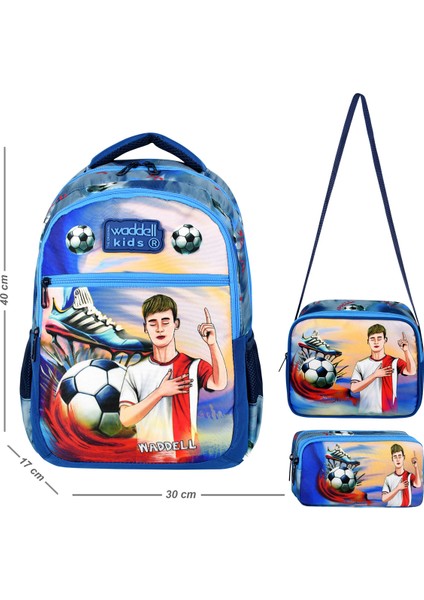 Lisanslı Futbol Arda Güler Desenli Erkek Çocuk Ilkokul Sırt Çantası 3 lü set Kombin