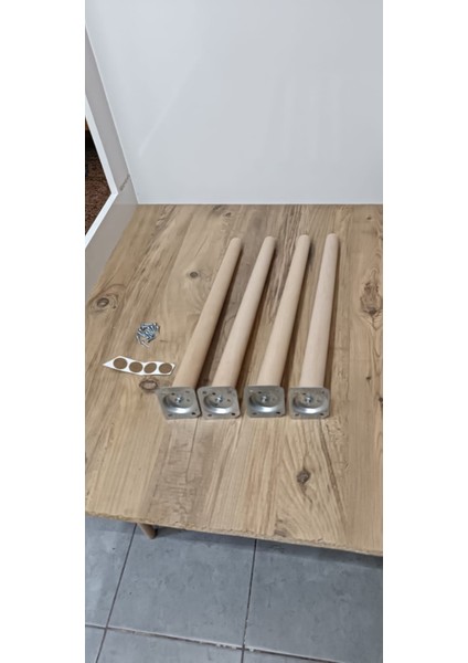 41 cm Ham Ahşap Konik Mobilya Ayağı – 4’lü Set | Masa Sandalye Sehpa Uyumlu | Aparat ve Vidalar Dahil