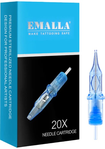 Emella 1215RL 0,35 mm Kartuş Dövme Iğnesi | Kutuda 20 Adet | Long Taper