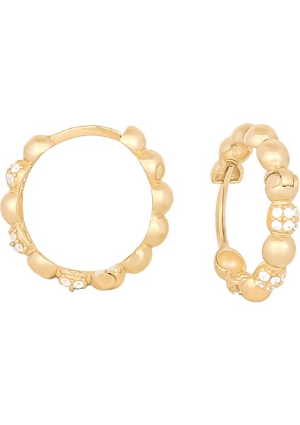 Taşlı Toplu Halka Küpe 14 Ayar Altın