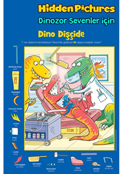 Dikkat Atölyesi Dinozor Sevenler İçin 64 Sayfa Hidden Pictures Eğlenceli Aktivite Kitabı fiyatları
