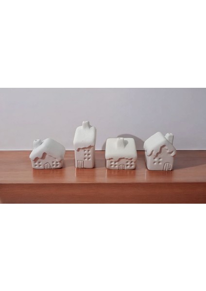 4'lü Beyaz Ham Boyanabilir Obje, Dekoratif Biblo