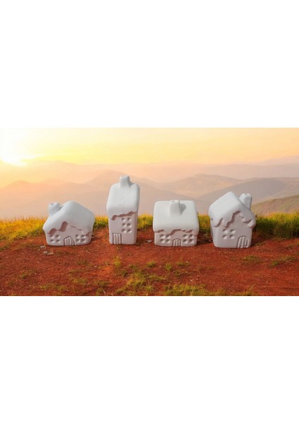 4'lü Beyaz Ham Boyanabilir Obje, Dekoratif Biblo modelleri