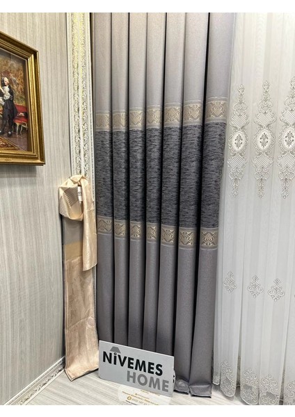 Nivemeshome Likya FT632120 V-5403 Gümüş 1/3 Sık Pileli Fon Perde Apm