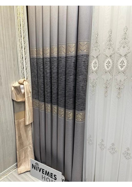 Nivemeshome Likya FT632120 V-5403 Gümüş 1/3 Sık Pileli Fon Perde Apm indirimleri