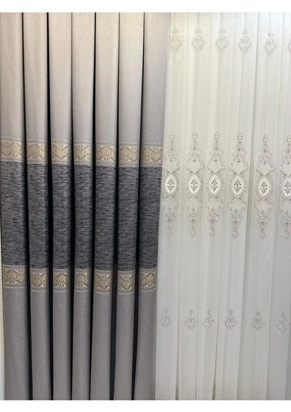 Nivemeshome Likya FT632120 V-5403 Gümüş 1/3 Sık Pileli Fon Perde Apm