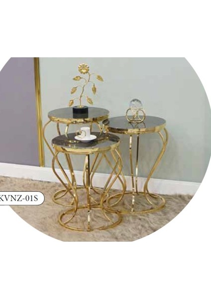 Mim Füme - Gold Kavanoz Zigon Sehpa