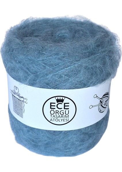 Mavi Renkli, Bol Tüylü, Ince Moher Örgü Ipi (200 Gr.) fiyatları