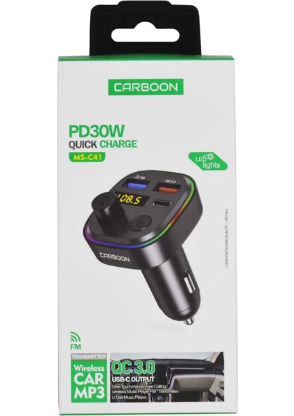 Fm Transmitter - MS-C41 Premium 30W Üç Girişli 5.0 Bluetooth Fm Transmitter - Çakmaklıktan Müzik Dinleme fiyatları