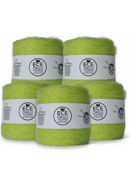 Limon Yeşili, Ince Kalınlıkta, Bol Tüylü, Moher Örgü Ipi (500 Gr.)