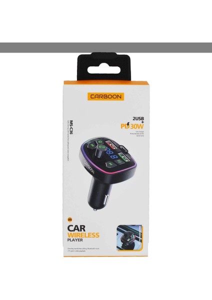 Fm Transmitter - MS-C36 Premium 30W Üç Girişli 5.0 Bluetooth Fm Transmitter - Çakmaklıktan Müzik Dinleme