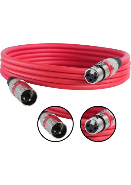 MXL-3M-RD Kaliteli XLR TO XLR 3 mt. Mikrofon Kablosu