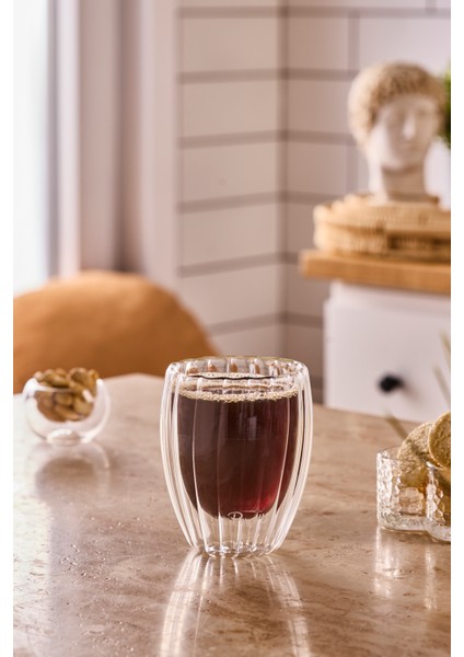 Stripe Çift Cidarlı Bardak - Şeffaf - 350 ml modelleri