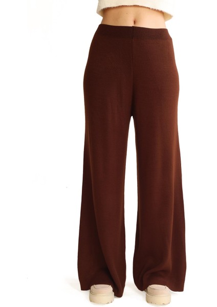 23274 Geniş Paça Triko Pantolon Acı Kahve modelleri