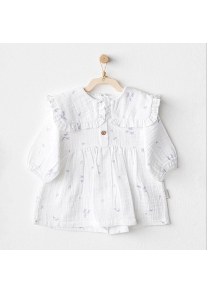 Magical Butterfly Müslin Bebek Elbise White