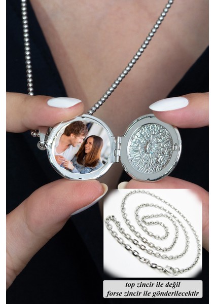İçi Açılabilir Fotoğraf Konulabilir Resimlik Kapaklı Yuvarlak Kolye bbk50