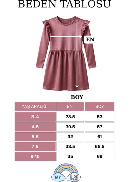 Kız Çocuk Uzun Kollu Fırfır Detaylı Kadife Elbise 3-10 Yaş 12111 fiyatları