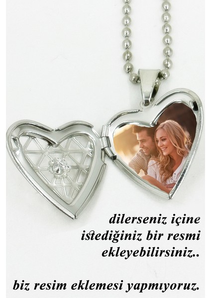 Fotoğraflı Resimlik İçi Açılır Kapaklı Kalp Şeklinde Kolye Sevgiliye Hediye bbk48 fiyatları