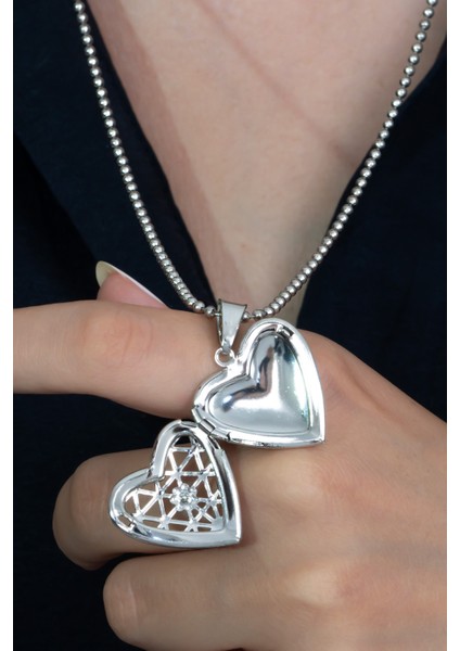 Fotoğraflı Resimlik İçi Açılır Kapaklı Kalp Şeklinde Kolye Sevgiliye Hediye bbk48 modelleri