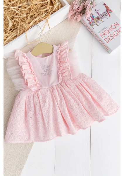 Fırfırlı Tüllü Sırt Dekolteli Yazlık Kız Bebek Elbise
