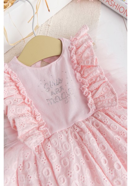 Fırfırlı Tüllü Sırt Dekolteli Yazlık Kız Bebek Elbise modelleri