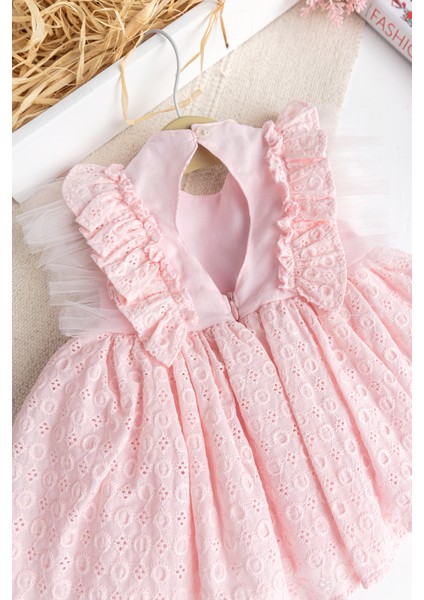 Fırfırlı Tüllü Sırt Dekolteli Yazlık Kız Bebek Elbise indirimleri