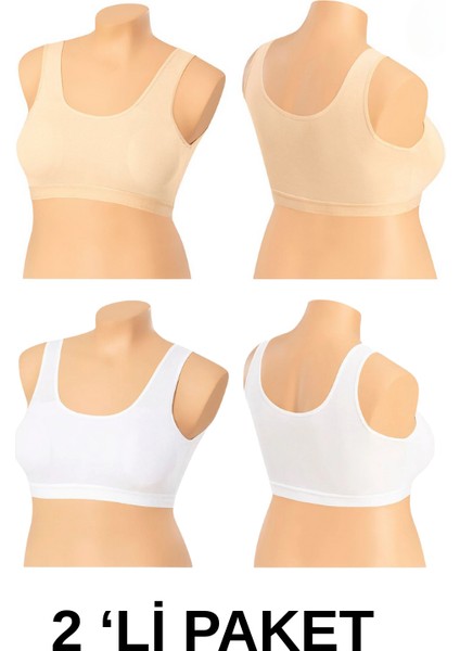 2'li Paket Ten ve Beyaz Renk Modal Kumaş Çıkarılabilir Ped Büyük Beden Büstiyer fiyatları