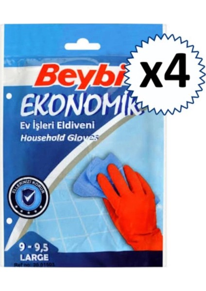 9-9.5 Bulaşık Eldiveni Large 4 Çift