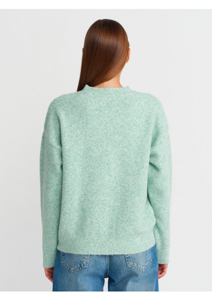 10640 Bisiklet Yaka Yumuşak Dokulu Triko Kazak-Mint fiyatları