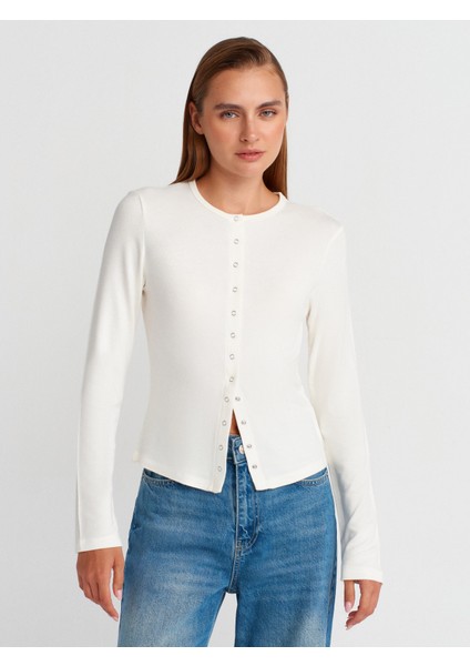 32055 Uzun Kollu Hırka-Ekru