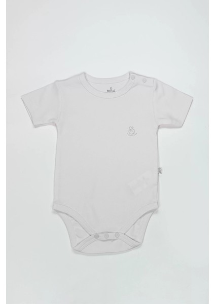 Bistyle Organik Natural Basic Style Yarım Kol Body BS17103 Beyaz