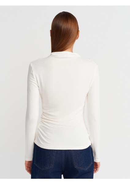 32139 Büzgülü Uzun Kollu Top-Ekru fiyatları