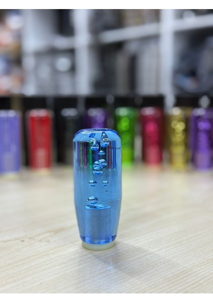 Epoksi Işıklı USB Girişli Mavi Renk 10CM Vites Topuzu VT-005