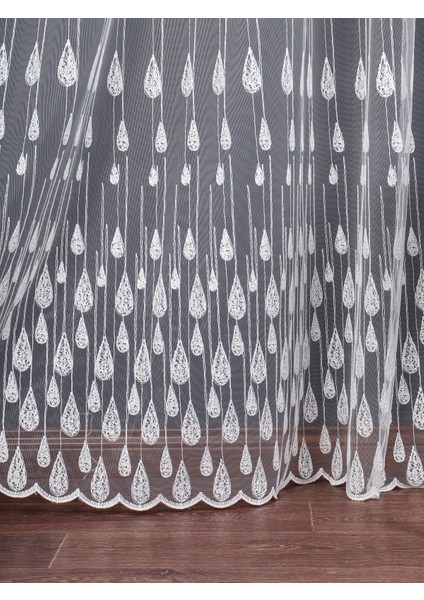 Damlacık Desenli Brode Işlemeli Tül Perde (1/2.5 Normal Pile)