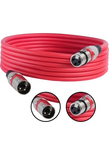 MXL-5M-RD Kaliteli XLR TO XLR 5 mt. Mikrofon Kablosu
