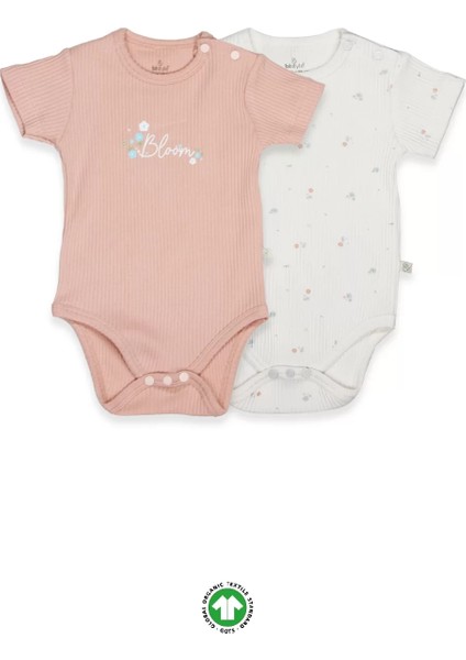 Bistyle Flying Bloom White Yarım Kol 2'li Body 17118 Ekru Gül Kurusu